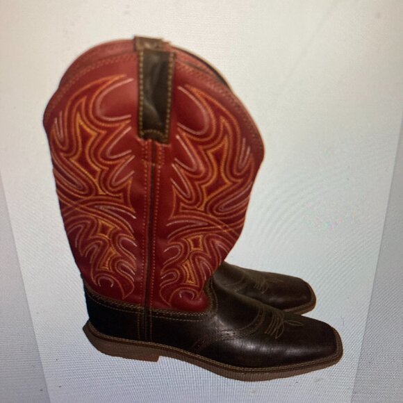 Cabela’s red mens cowboy western boots size 10 m NEw square toe roper boots main image 9